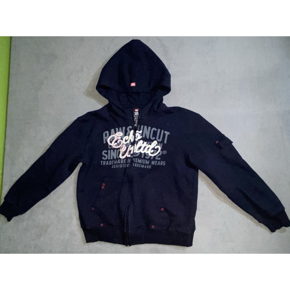Ecko Unltd Boys Medium (10/12?) Hoodie Full Zip Sweater Sweatshirt Navy Blue